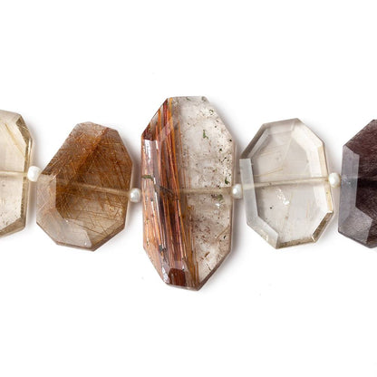 14x12-26x13mm Rutilated Quartz Side Drilled Bevel Faceted Flat Nuggets 18 inch 34 pieces AA