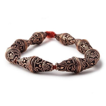 14x12mm Antiqued Copper Cone Granulated Bali Heart Design 8 in 14 pcs