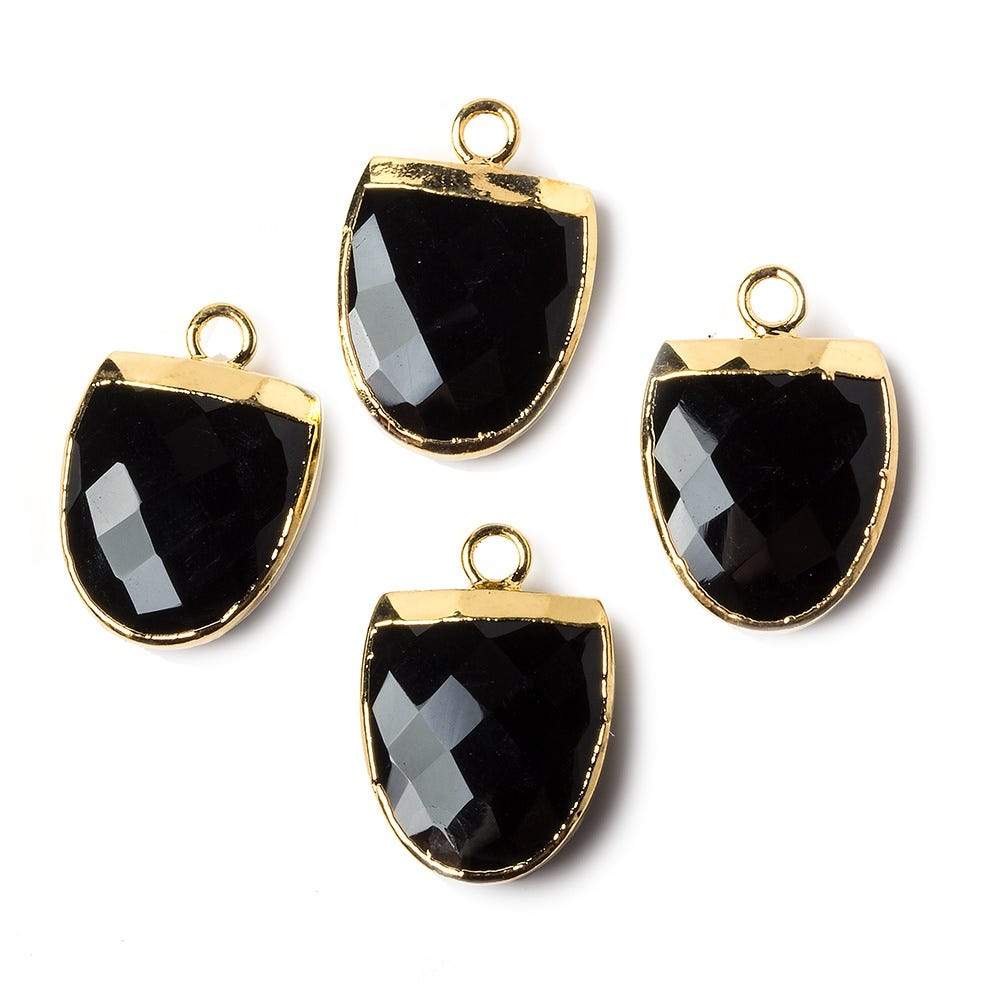 14x12mm Gold Leafed Black Chalcedony Half Oval Pendant 1 focal bead