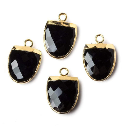 14x12mm Gold Leafed Black Chalcedony Half Oval Pendant 1 focal bead