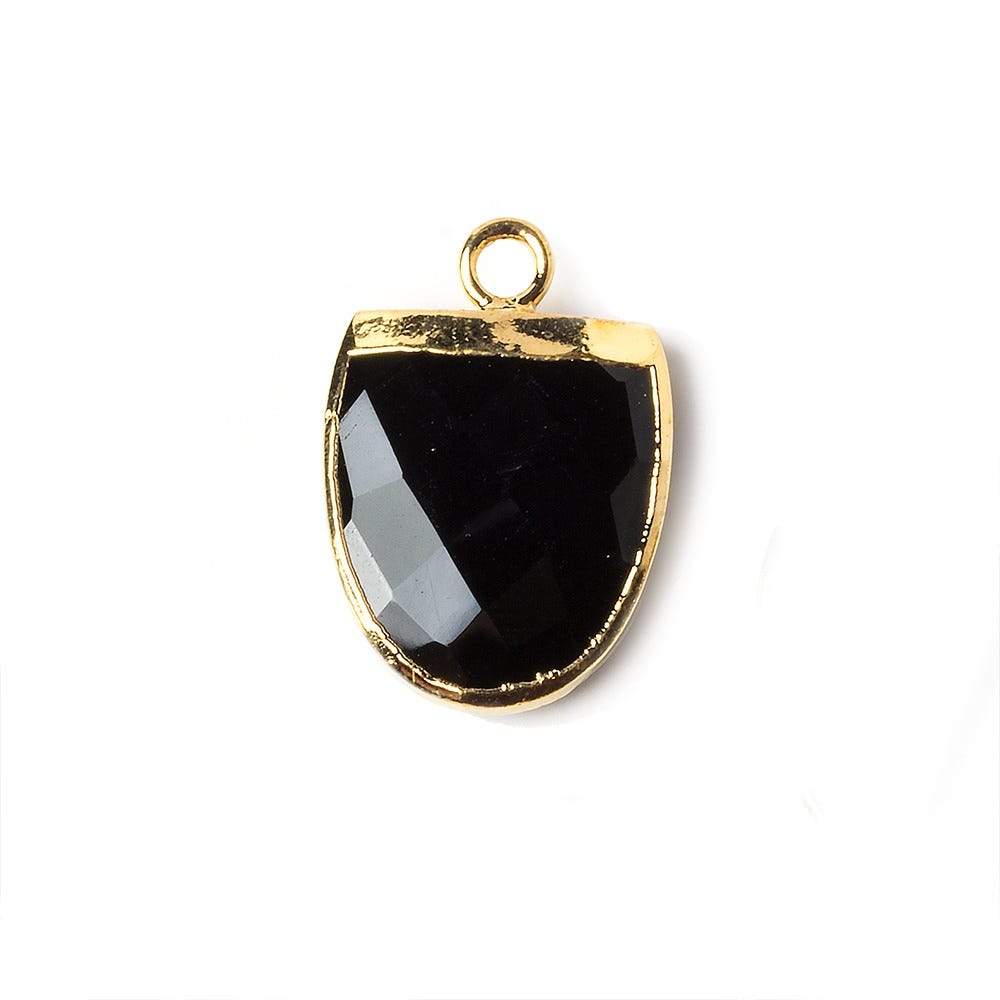 14x12mm Gold Leafed Black Chalcedony Half Oval Pendant 1 focal bead