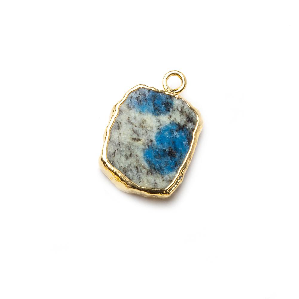 14x12mm Gold leafed K2 Azurite Granite "K2 Jasper" Slice Pendant 1 piece