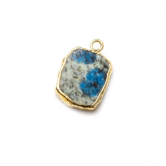14x12mm Gold leafed K2 Azurite Granite "K2 Jasper" Slice Pendant 1 piece