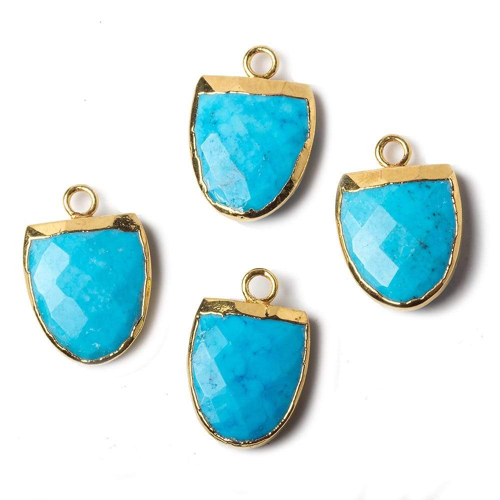 14x12mm Gold Leafed Turquoise Magnesite Half Oval Pendant 1 focal bead