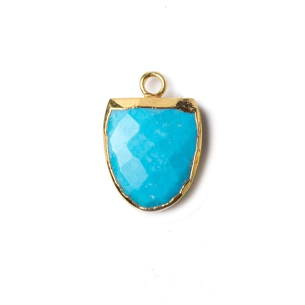 14x12mm Gold Leafed Turquoise Magnesite Half Oval Pendant 1 focal bead