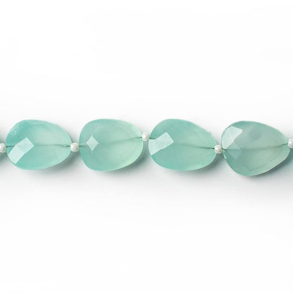 14x12mm Sea Blue Chalcedony straight drilled faceted nugget beads 8 inch 14 pieces A