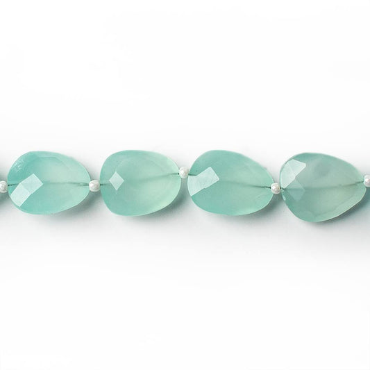 14x12mm Sea Blue Chalcedony straight drilled faceted nugget beads 8 inch 14 pieces A
