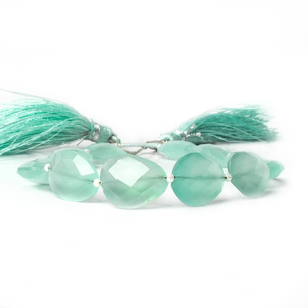 14x12mm Sea Blue Chalcedony straight drilled faceted nugget beads 8 inch 14 pieces A