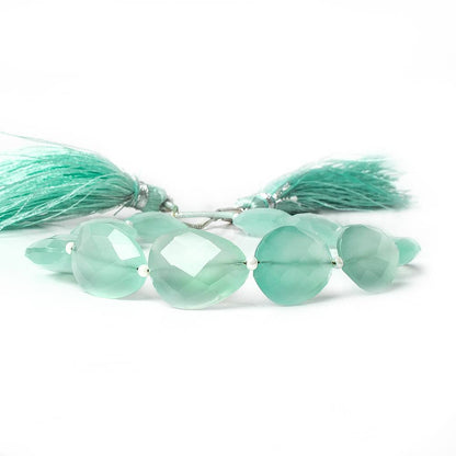 14x12mm Sea Blue Chalcedony straight drilled faceted nugget beads 8 inch 14 pieces A