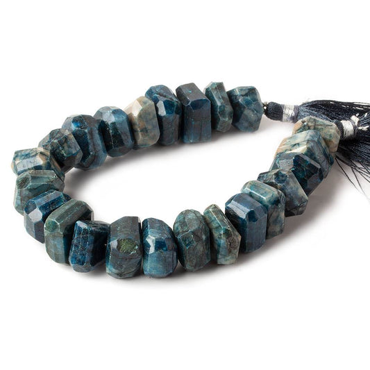 14x13-15x14mm Azurite center drilled faceted chunky nugget beads 7.5 inch 26 pieces A