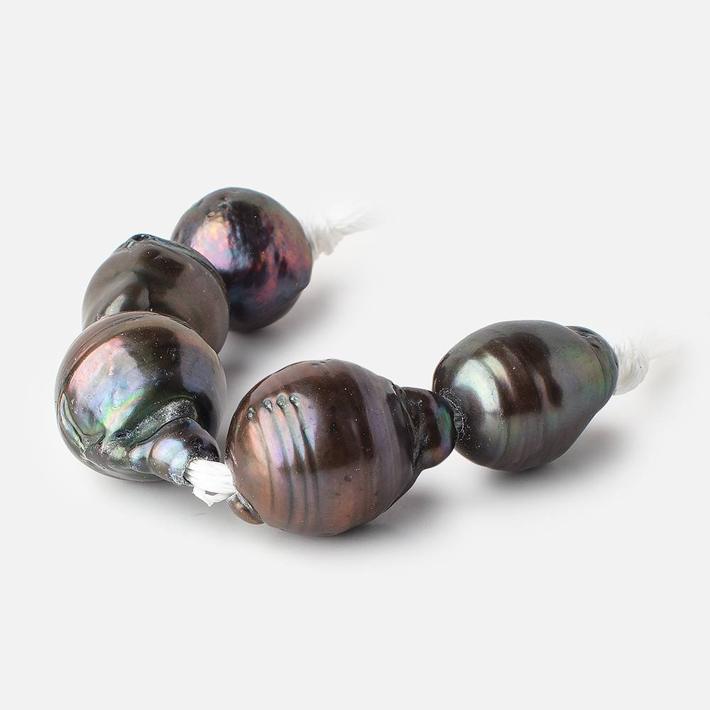 14x13-19x15mm Peacock Ultra Baroque 2.5mm Large Hole Pearls 5 Beads