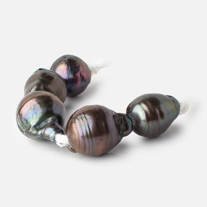 14x13-19x15mm Peacock Ultra Baroque 2.5mm Large Hole Pearls 5 Beads