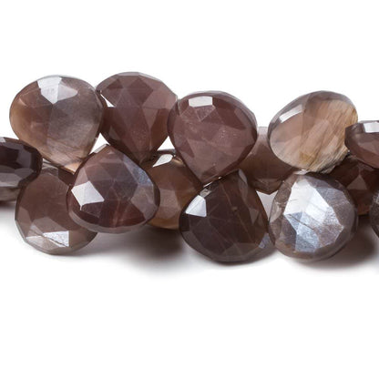 14x14-16x16mm Chocolate Moonstone faceted heart beads 7.5 inch 34 pcs