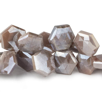 14x14-16x16mm Mystic Chocolate Moonstone Faceted Hexagonals 8 inch 32 beads