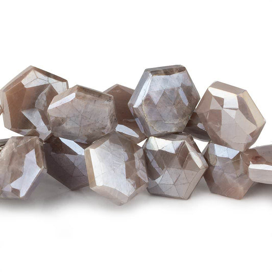14x14-16x16mm Mystic Chocolate Moonstone Faceted Hexagonals 8 inch 32 beads
