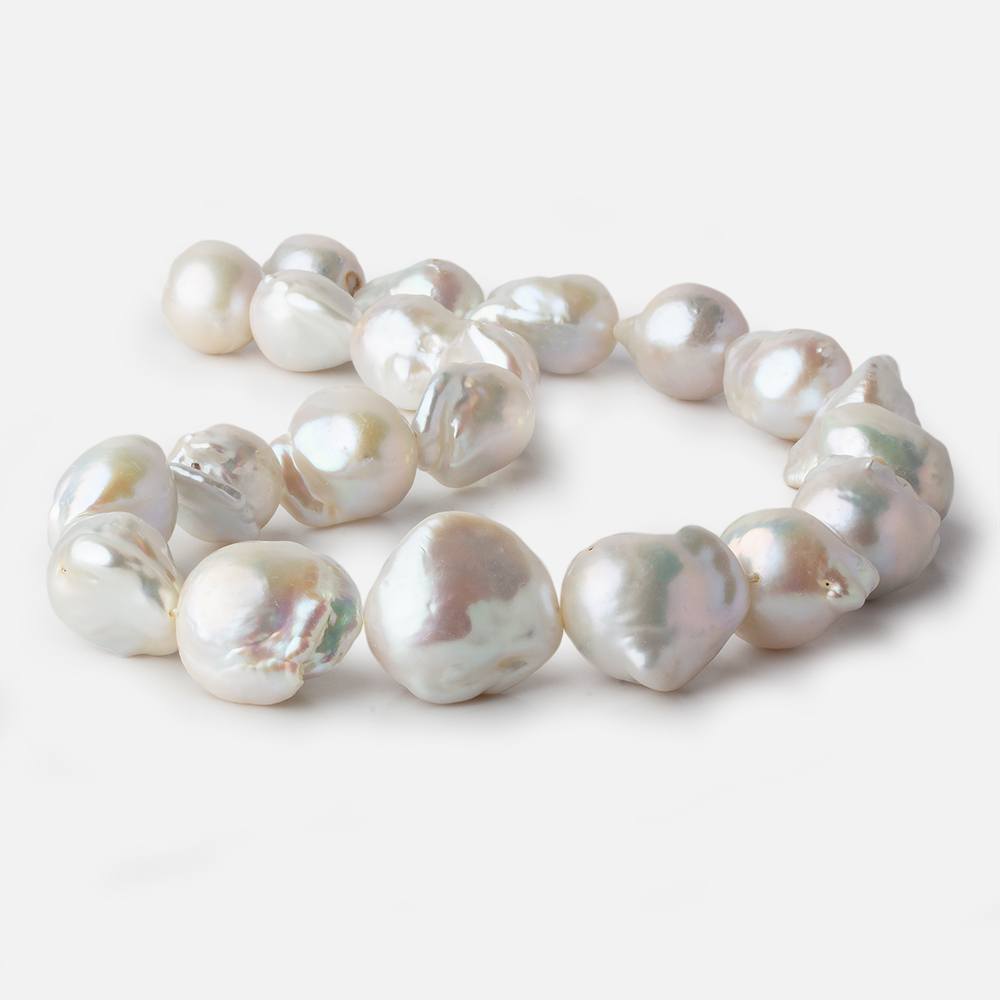 14x14-16x20mm  White Ultra Baroque Freshwater Pearl 16 inch 21 pieces A