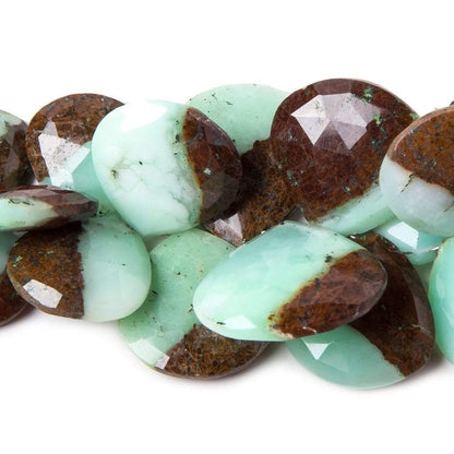 14x14-24x24mm Chrysoprase & Matrix faceted Heart beads 4.25 inch 11 pieces