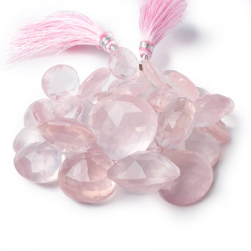 14x14-26x26mm Rose Quartz faceted heart beads 8 inch 33 pieces AA