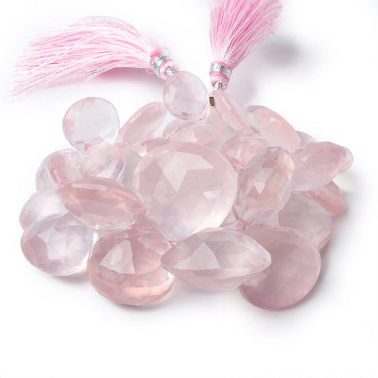 14x14-26x26mm Rose Quartz faceted heart beads 8 inch 33 pieces AA