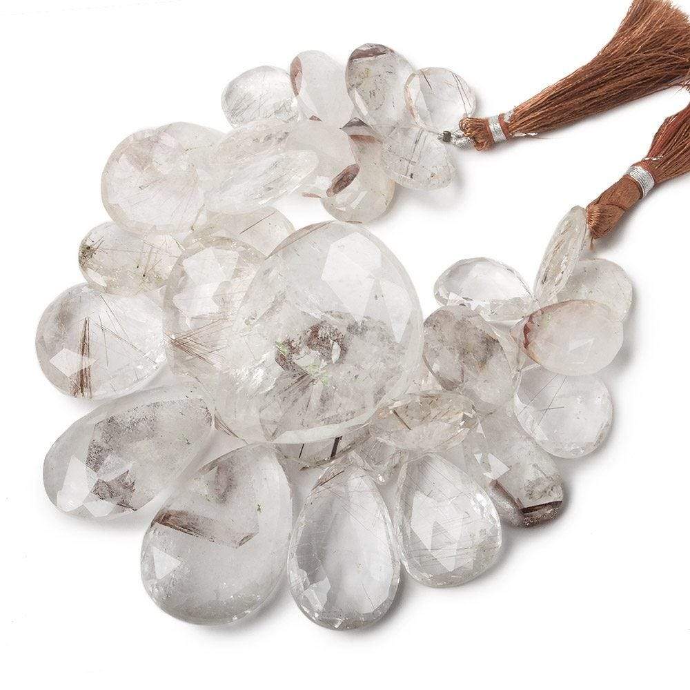 14x14-47x34mm Ferrous Quartz Pear and Heart Briolette 7.5 inch 32 Beads
