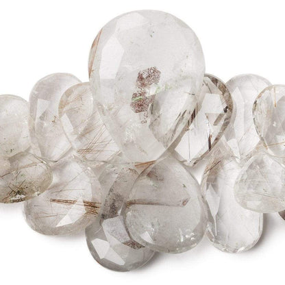 14x14-47x34mm Ferrous Quartz Pear and Heart Briolette 7.5 inch 32 Beads