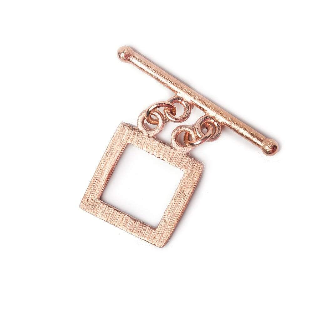 14x14mm Rose Gold plated Sterling Silver Brushed Square Double Strand Toggle 1 piece