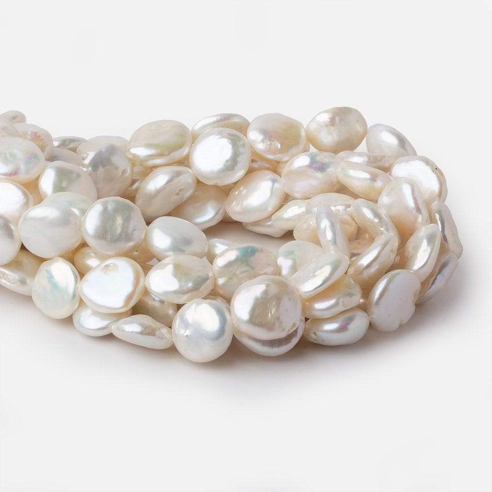 14x15-15x17mm Creamy White Coin Freshwater Pearls 16 inch 25 pieces