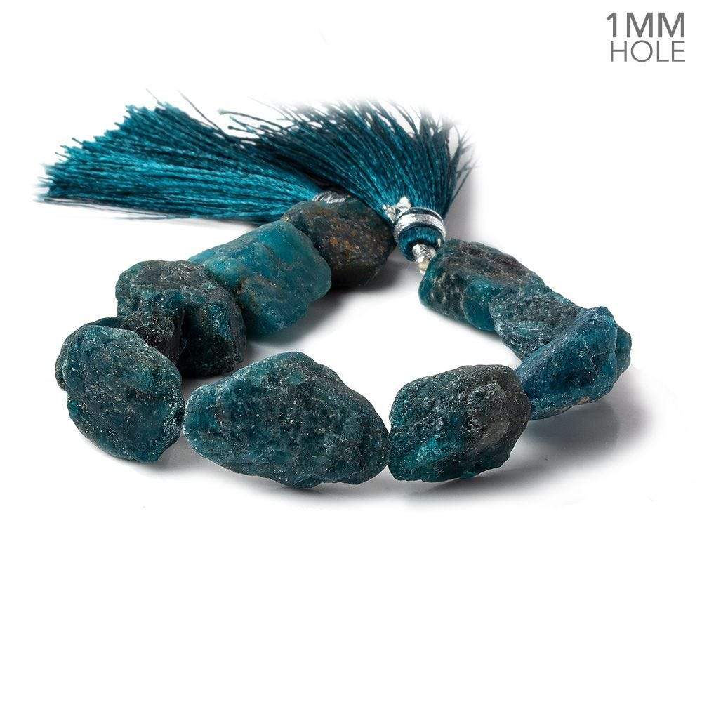 14x15-19x16mm Matte Neon Blue Apatite natural crystal nuggets 8 inch 10 beads
