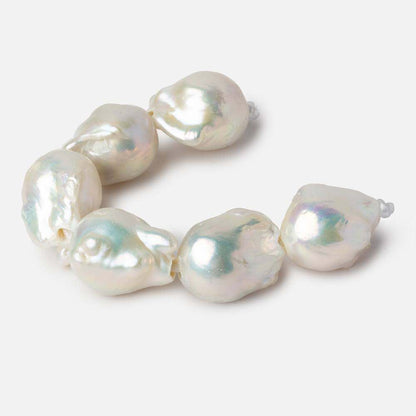 14x17-15x19mm White Ultra Baroque 2.5mm Large Hole Freshwater Pearls 4 inch 6 pieces A