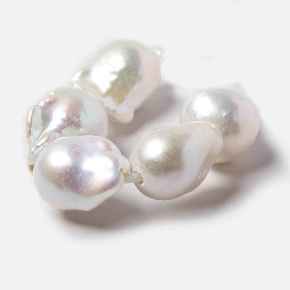14x19-15x20mm Off White Ultra Baroque 2.5mm Hole Freshwater Pearls 5 pcs