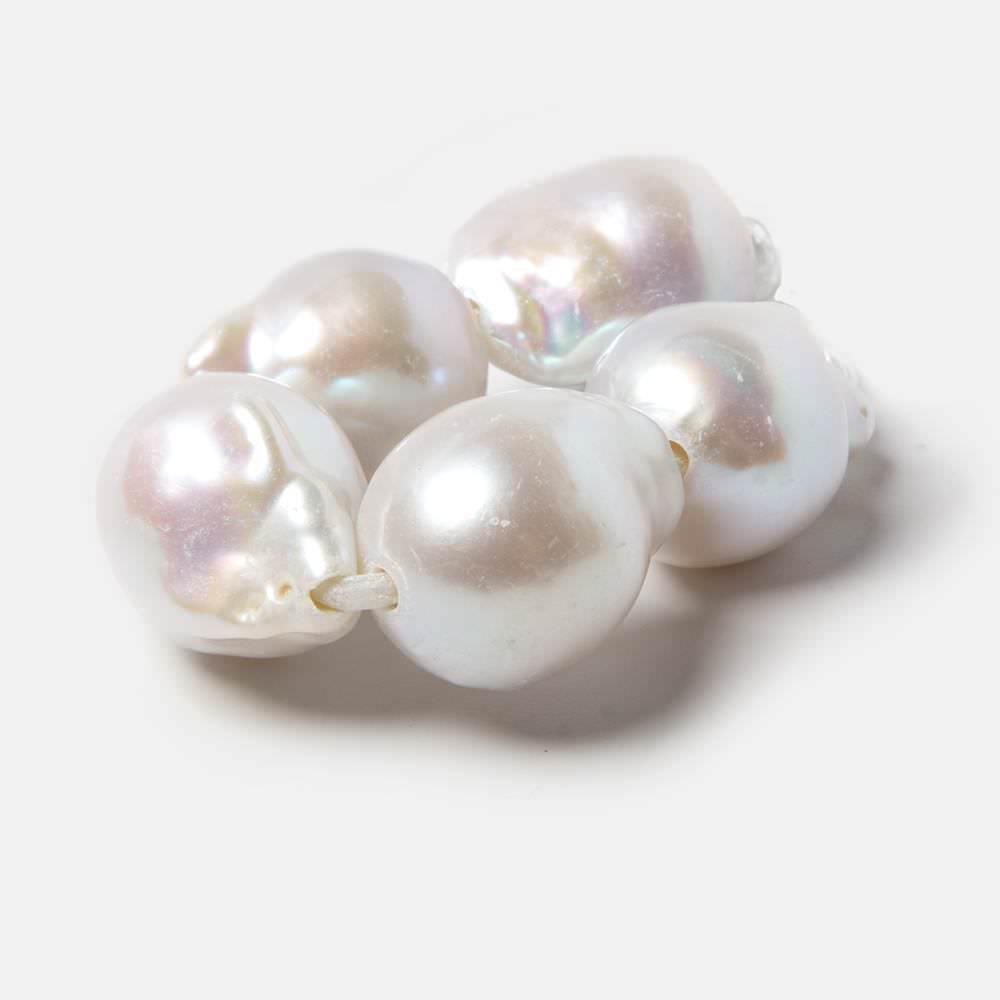 14x19-15x20mm Off White Ultra Baroque 2.5mm Hole Freshwater Pearls 5 pcs
