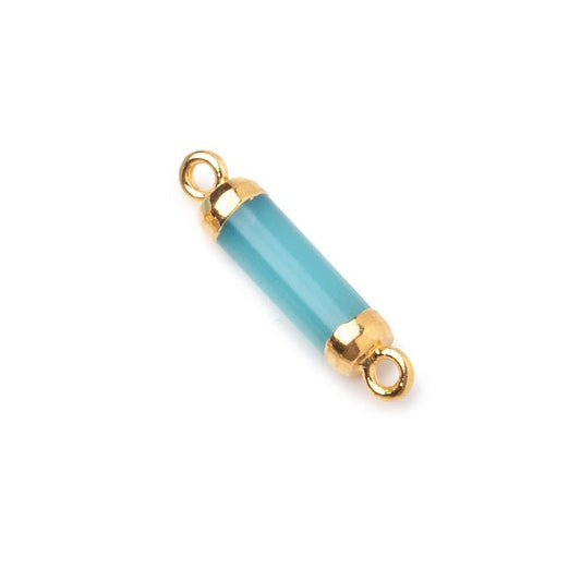 14x4mm Gold Leafed Blue Chalcedony Tube Focal Connector 1 piece