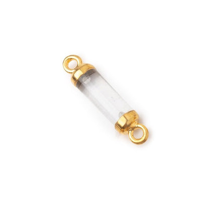 14x4mm Gold Leafed Crystal Quartz Tube Focal Connector 1 piece