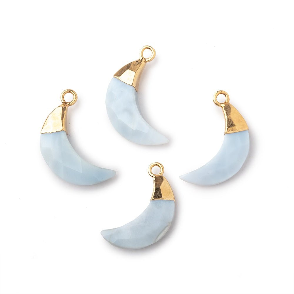 14x4mm Gold Leafed Owyhee Opal Faceted Crescent Moon Focal Pendant 1 piece