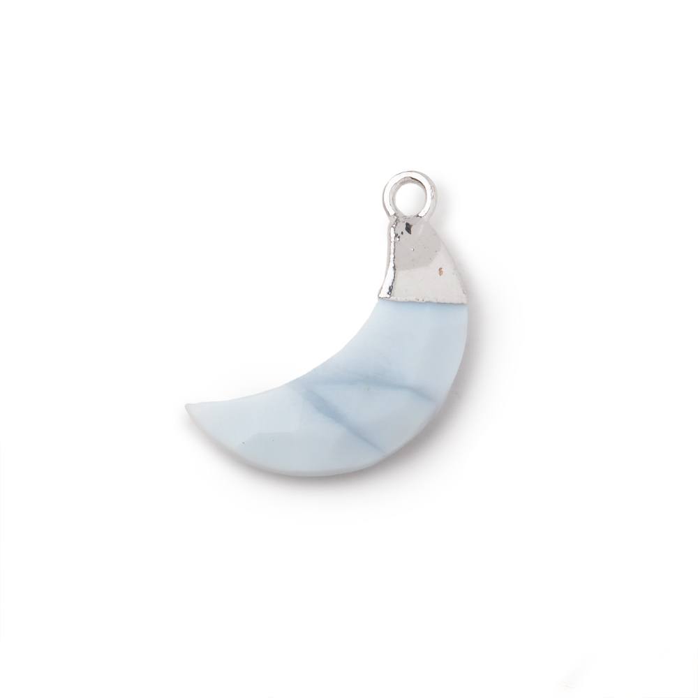 14x4mm Silver Leafed Owyhee Opal Faceted Crescent Moon Focal Pendant 1 piece
