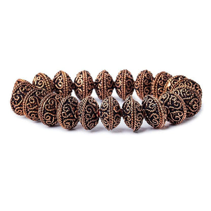 14x5mm Antiqued Copper Bead Cap with Heart Shape Miligrain Scroll 8 inch 40 pcs