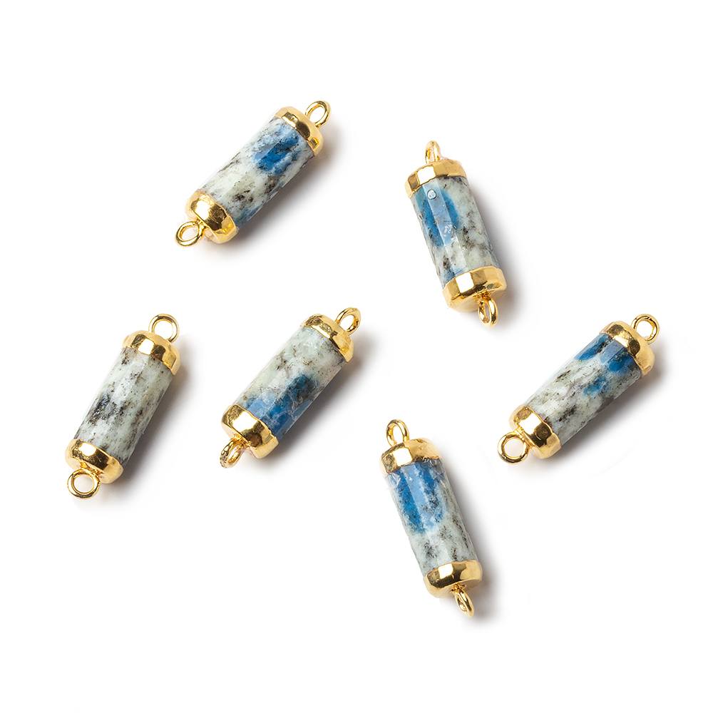 14x5mm Gold leafed K2 Azurite Granite "K2 Jasper" Barrel Tube Connector 1 piece