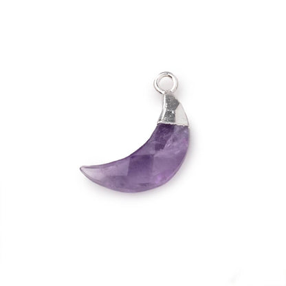 14x5mm Silver Leafed Amethyst Faceted Crescent Moon Focal Pendant 1 piece