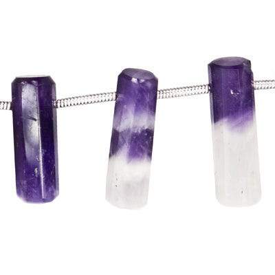 14x6-23x6mm Cape Amethyst Top Drilled Tube Beads 7.5 inch 15 pieces