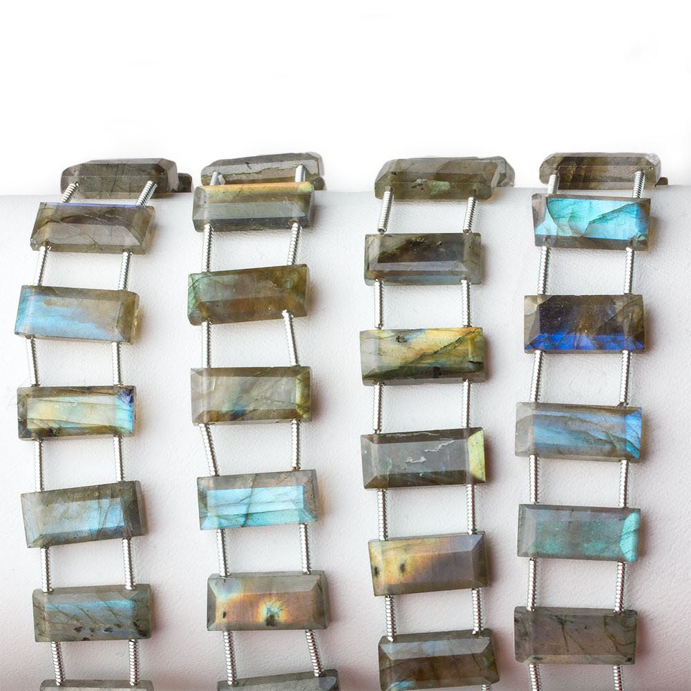 14x6mm Labradorite bevel faceted double drilled Rectangle beads 7 inch 16 pieces AA