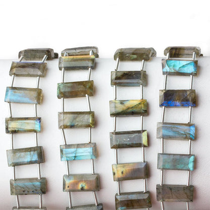 14x6mm Labradorite bevel faceted double drilled Rectangle beads 7 inch 16 pieces AA