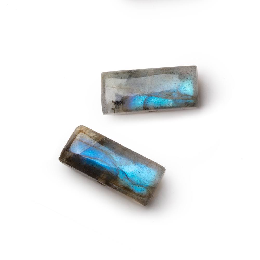 14x6mm Labradorite Plain Rectangle Focal Set of 2 Beads
