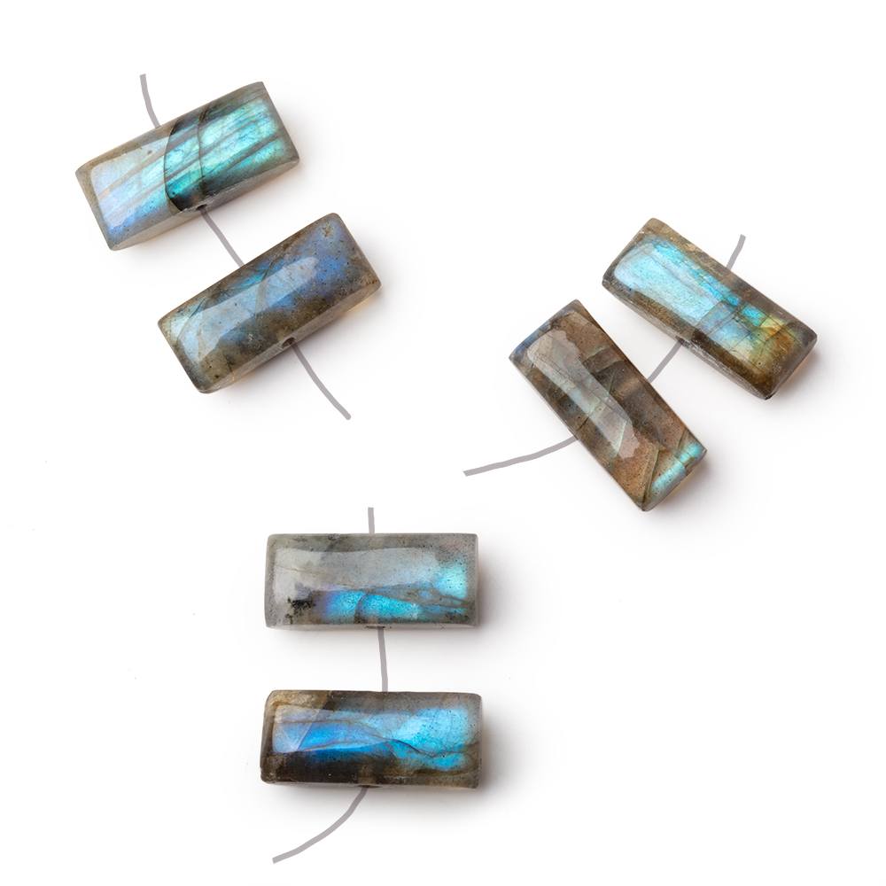 14x6mm Labradorite Plain Rectangle Focal Set of 2 Beads