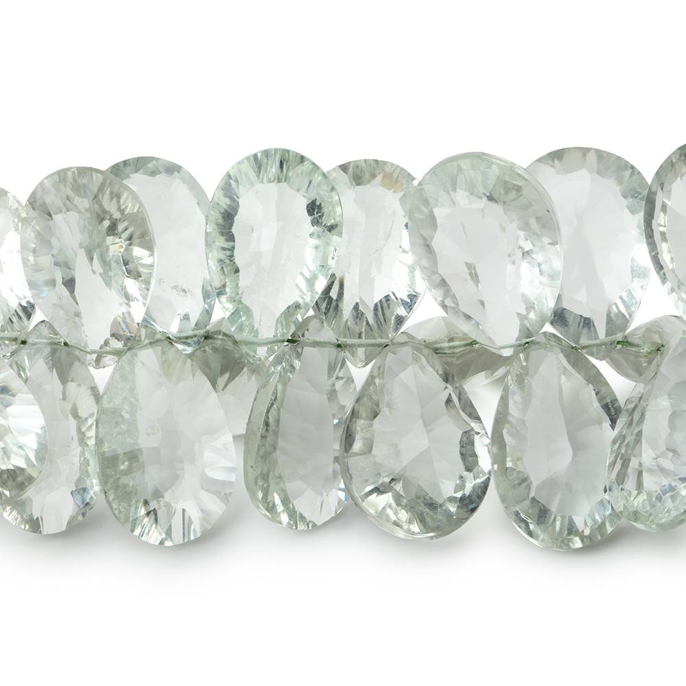 14x9-16x11mm Prasiolite Concave Faceted Pear Beads 7.5 inch 51 pieces AAA