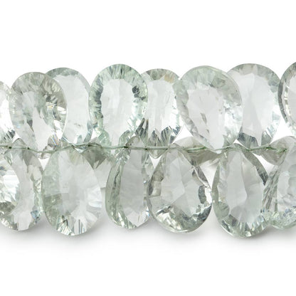 14x9-16x11mm Prasiolite Concave Faceted Pear Beads 7.5 inch 51 pieces AAA