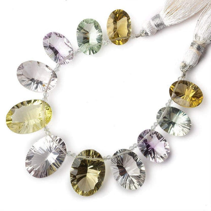 14x9-18x12mm Multi-gemstone Concave Faceted Oval Beads 11 pieces AAA