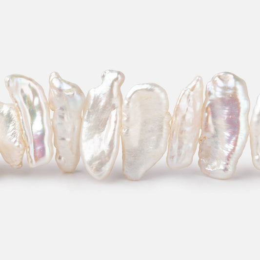 14x9-19x10mm Rosé White Biwa Freshwater Pearls 16 inch 34 pieces