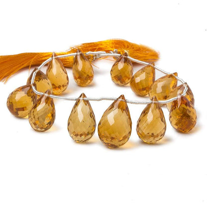 14x9 -19x12mm Madeira Citrine Faceted Tear Drop Beads 7 inch  13 pieces