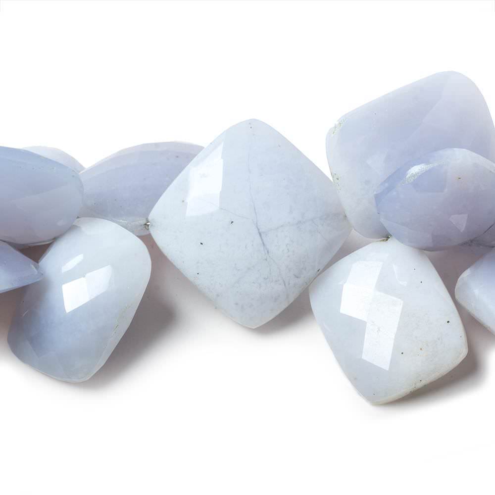 14x9-20x23mm Blue Turkish Chalcedony Beads Faceted Fancy Cut 7.5 inch 30 pcs