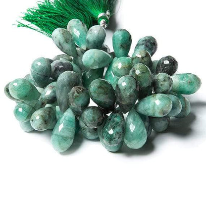 14x9-20x9mm Brazilian Emerald faceted tear drop Beads 7.5 inch 56 pieces